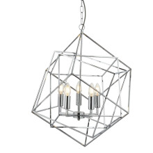 5 Light Pendant Geometric Cube Frame Chrome