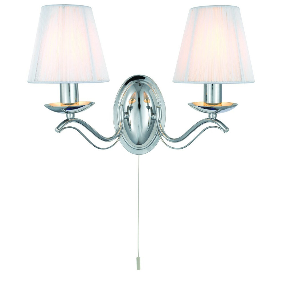 2 Light Chrome Wall Bracket White String Shades