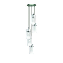 5 Light Pendant With Clear Outer And Frosted Inner Glass