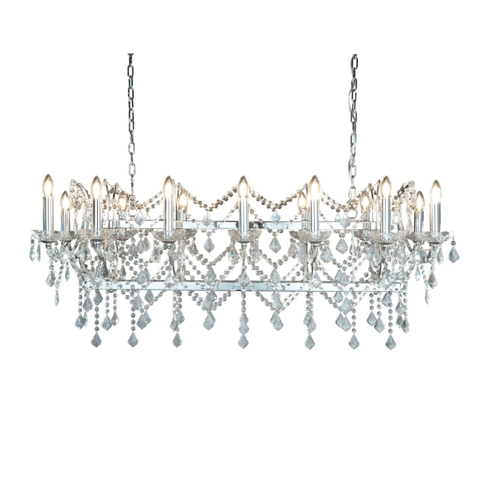 14 Light Pendant Bar Clear Crystal Chrome