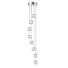 LED 8 Light Multi-Drop Clear Glass Shades Chrome