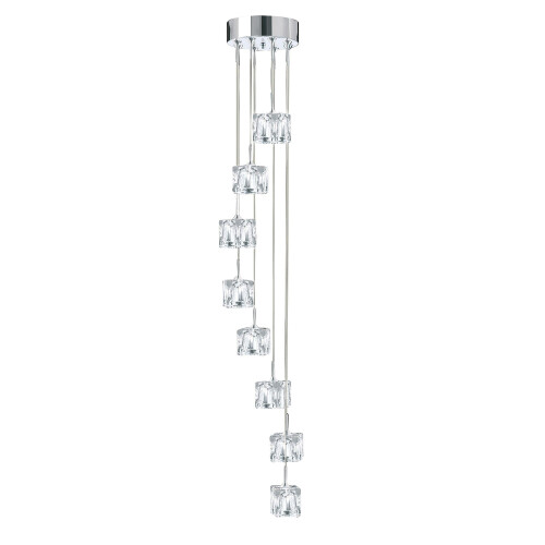 Searchlight LED 8 Light Multi-Drop Clear Glass Shades Chrome