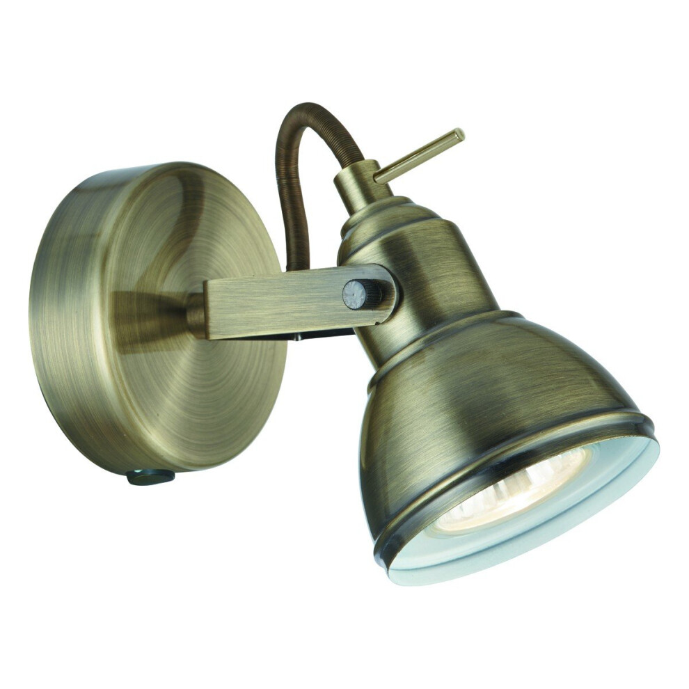 Traditional Antique Brass Switched GU10 Spotlight