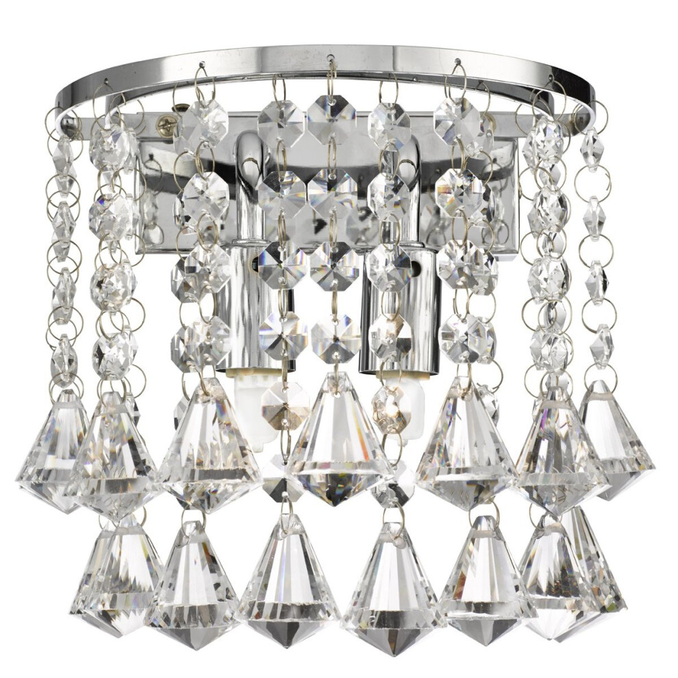 Modern Chrome Crystal Wall Light With Diamond Drops