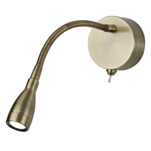 Searchlight LED Reading Light - Flexi Wall Lamp - Antique Brass