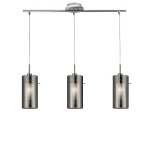 2 Modern 3 Light Pendant Bar With Smoked And Frosted Glass