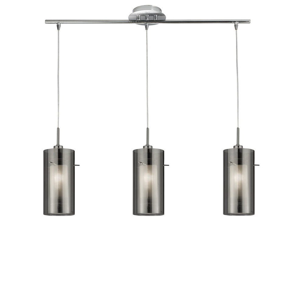 Search 2 Modern 3 Pendant Bar With Smoked And Frosted Glass Light