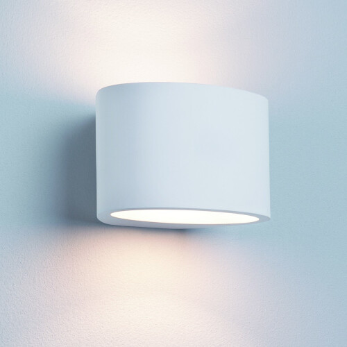 Searchlight Oval White Plaster Wall Light