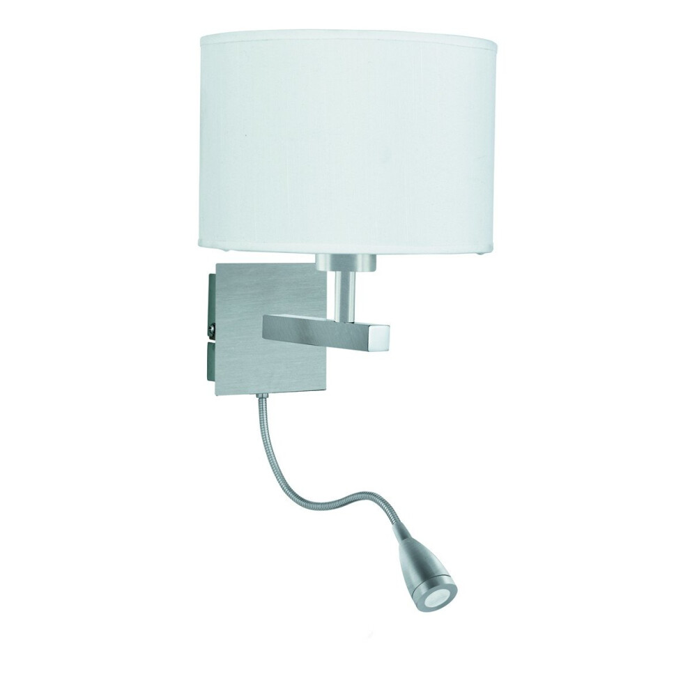 Bedside Reading Wall Light With White Shade And Led Flexi Arm