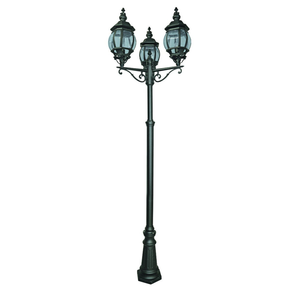 3 Light Black Outdoor Post IP44 Rated