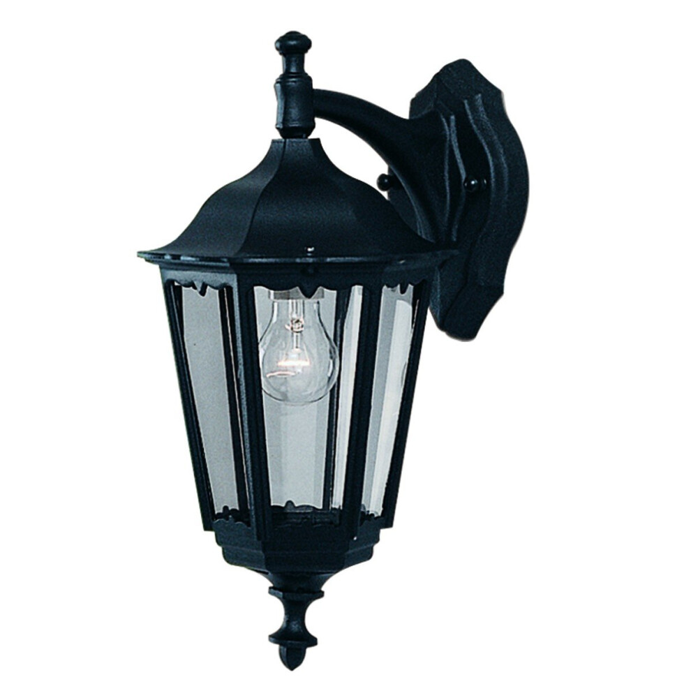 Traditional Black Outdoor Down Over Wall Light IP44