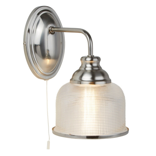 Searchlight 1 Light Wall Bracket Satin Silver Halophane Glass