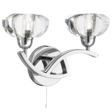 Switched Curved Arm Wall Light With Clear K9 Glass