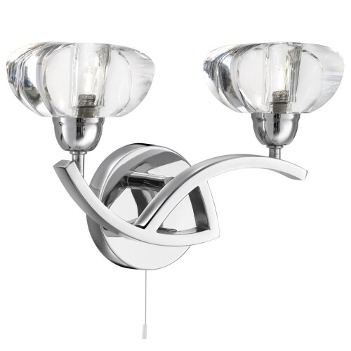 Searchlight Switched Curved Arm Wall Light With Clear K9 Glass