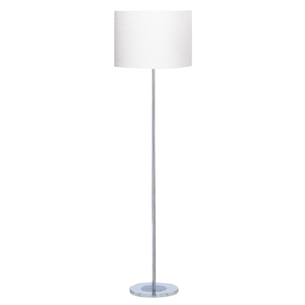 Chrome Floor Lamp Modern Round Base With White Shade