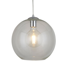 1 Light Round Pendant Chrome with Clear Glass