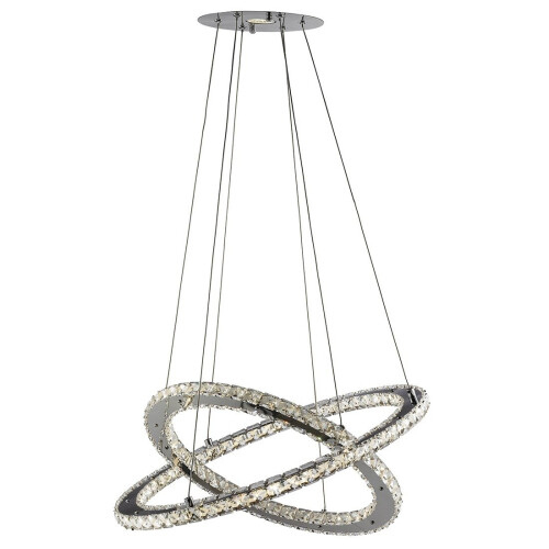 Searchlight 2 Ring 168 LED light Decorative Ceiling Pendant In Chrome