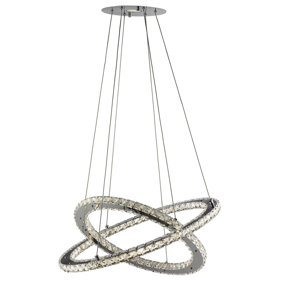 2 Ring 168 LED light Decorative Ceiling Pendant In Chrome