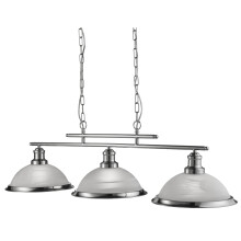Bistro 3 Light Industrial Satin Silver Bar Pendant
