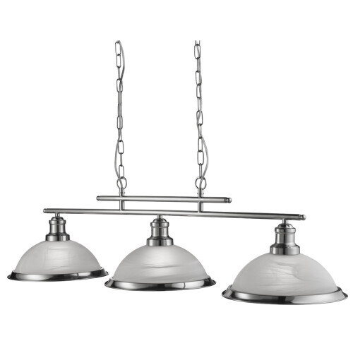 Searchlight Bistro 3 Light Industrial Satin Silver Bar Pendant