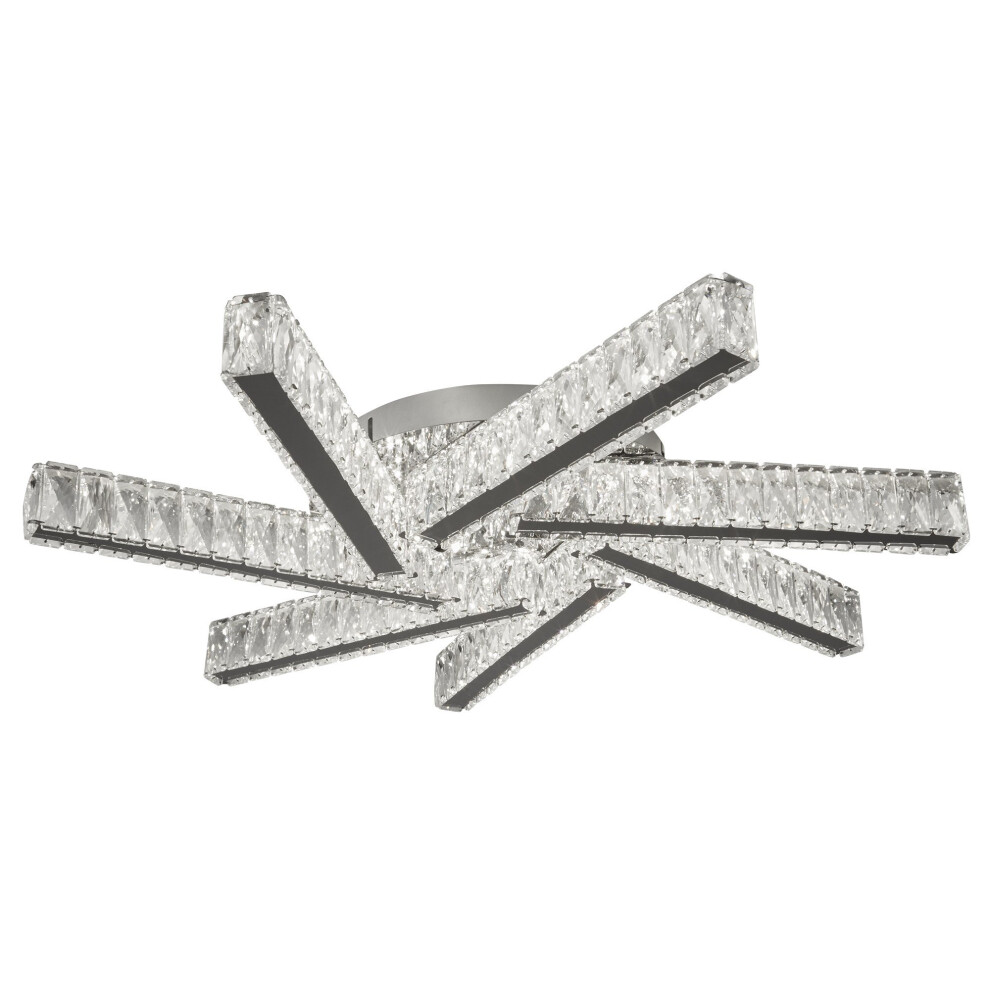 Search 7 Led Ceiling Flush Clear Crystal Chrome Light