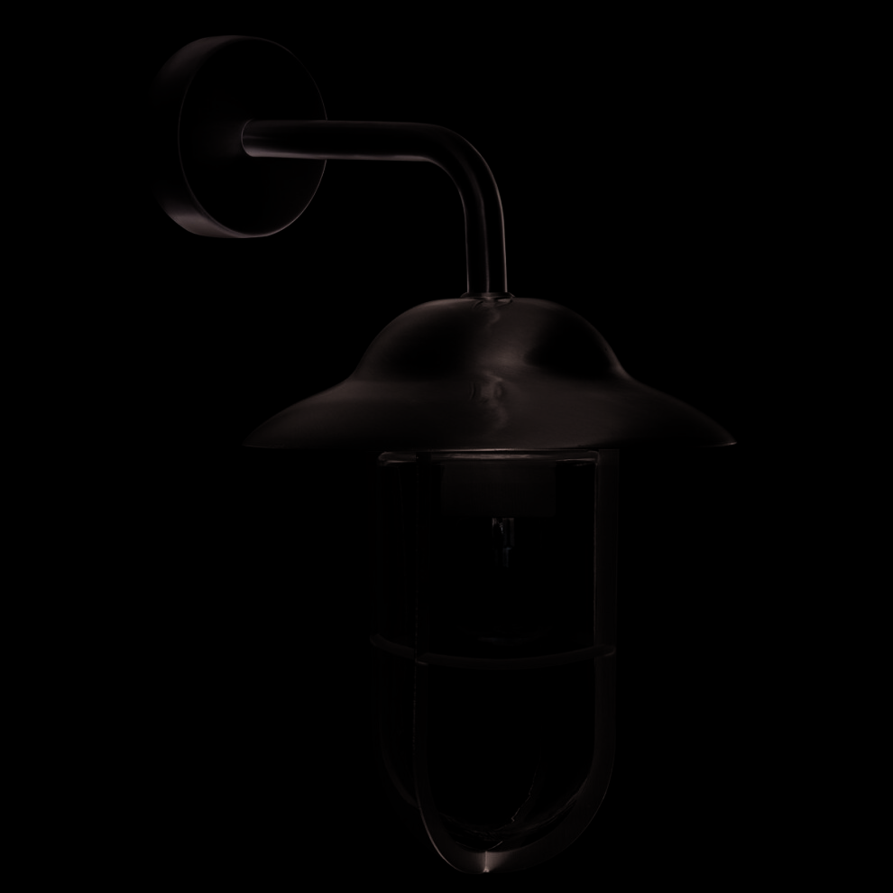 Searchlight Well Glass Outdoor Wall Lantern In Satin W/ Clear Glass Shade Silver