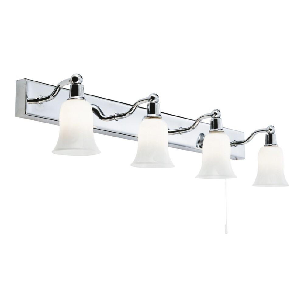 Traditional Style Bathroom Wall Light Bar With White Glass Shades