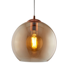 1 Light Round Pendant Antique Brass with Amber Glass