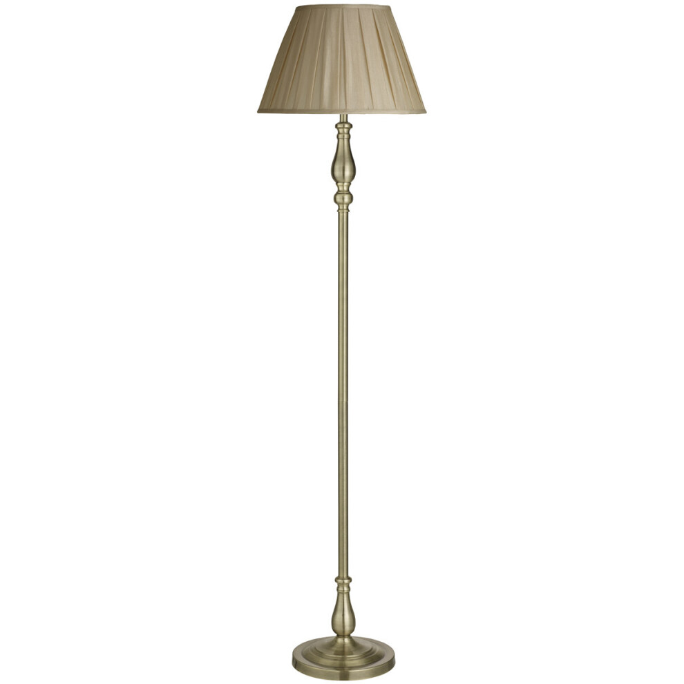 TABLE & FLOOR LAMP, ANTIQUE BRASS, MINK PLEATED SHADE-image-OPC-P8XYSH-NEW
