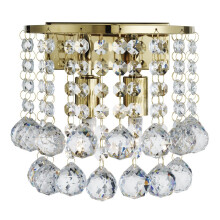 Gold Half Round Wall Light With Crystal Ball Drops