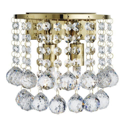 Searchlight Gold Half Round Wall Light With Crystal Ball Drops
