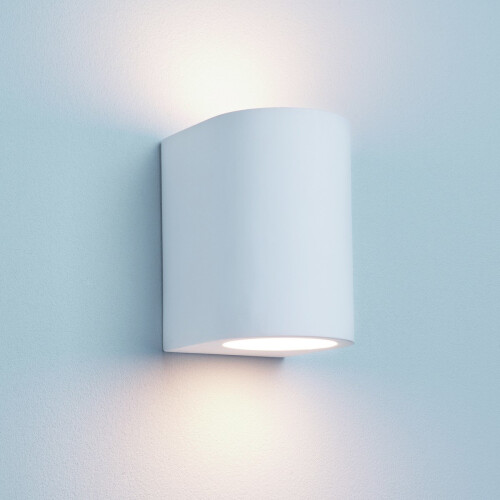 Searchlight White Curved Cylinder Plaster Wall Light G