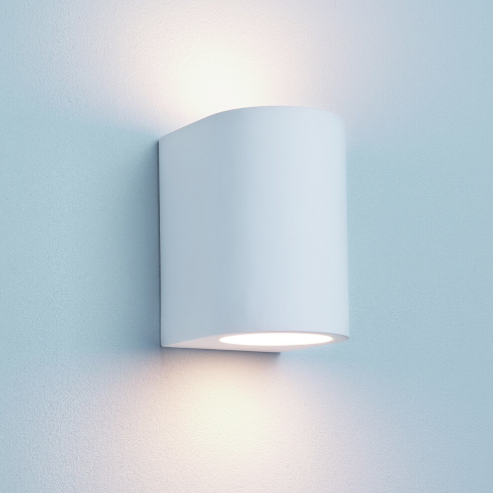 White Curved Cylinder Plaster Wall Light G