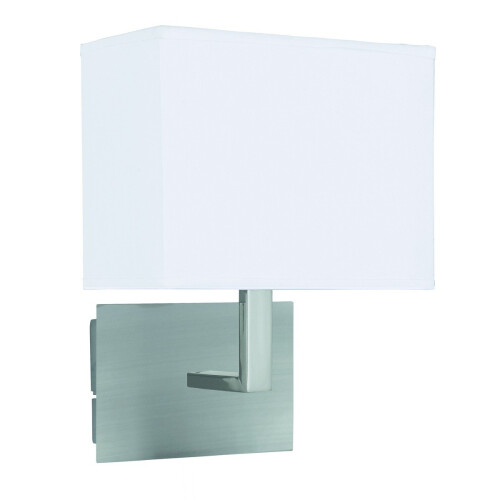 Searchlight Wall Lights Satin Silver Finished With White Rectangular Shade