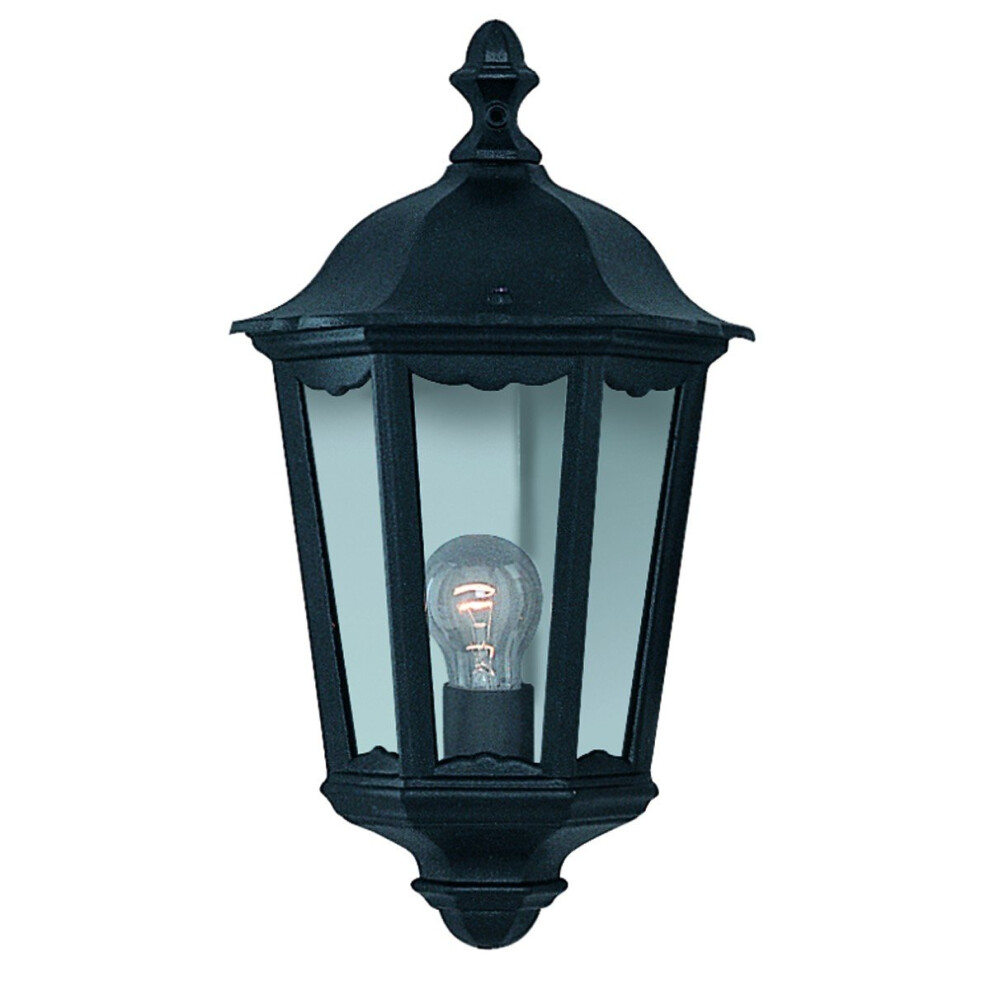 Traditional Black Half Outdoor Wall Lantern IP44