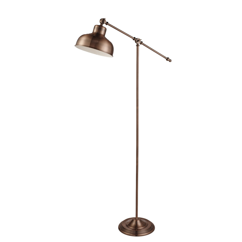 Searchlight Industrial Adjustable Floor Lamp In Antique Copper