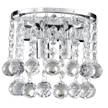 Chrome Half Round Wall Light With Crystal Ball Drops