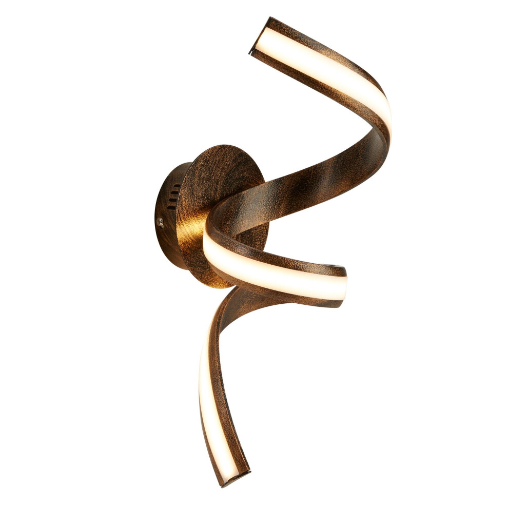 LED Twist Wall Bracket In Rustic Black/Gold