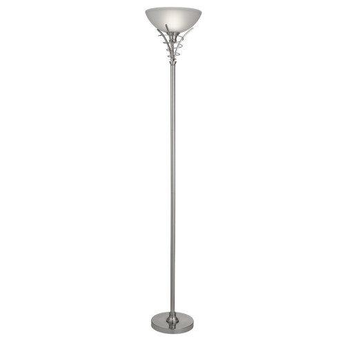 Searchlight Satin Silver Scroll Floor Stand Frosted Glass