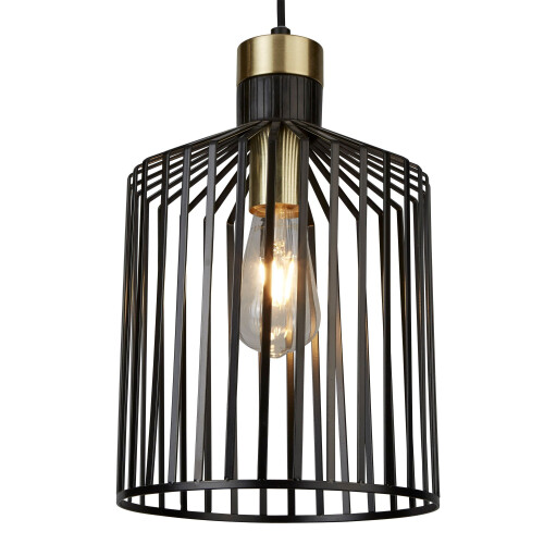 Searchlight 1 Light Pendant Black And Gold