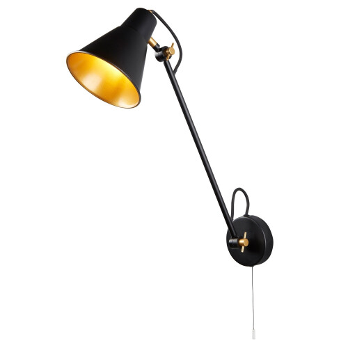 Searchlight 1 Light Wall Bracket Matt Black Gold