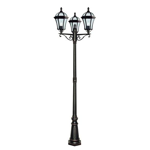 Searchlight Traditional 3 Light Outdoor Lamp Post In Rustic Brown