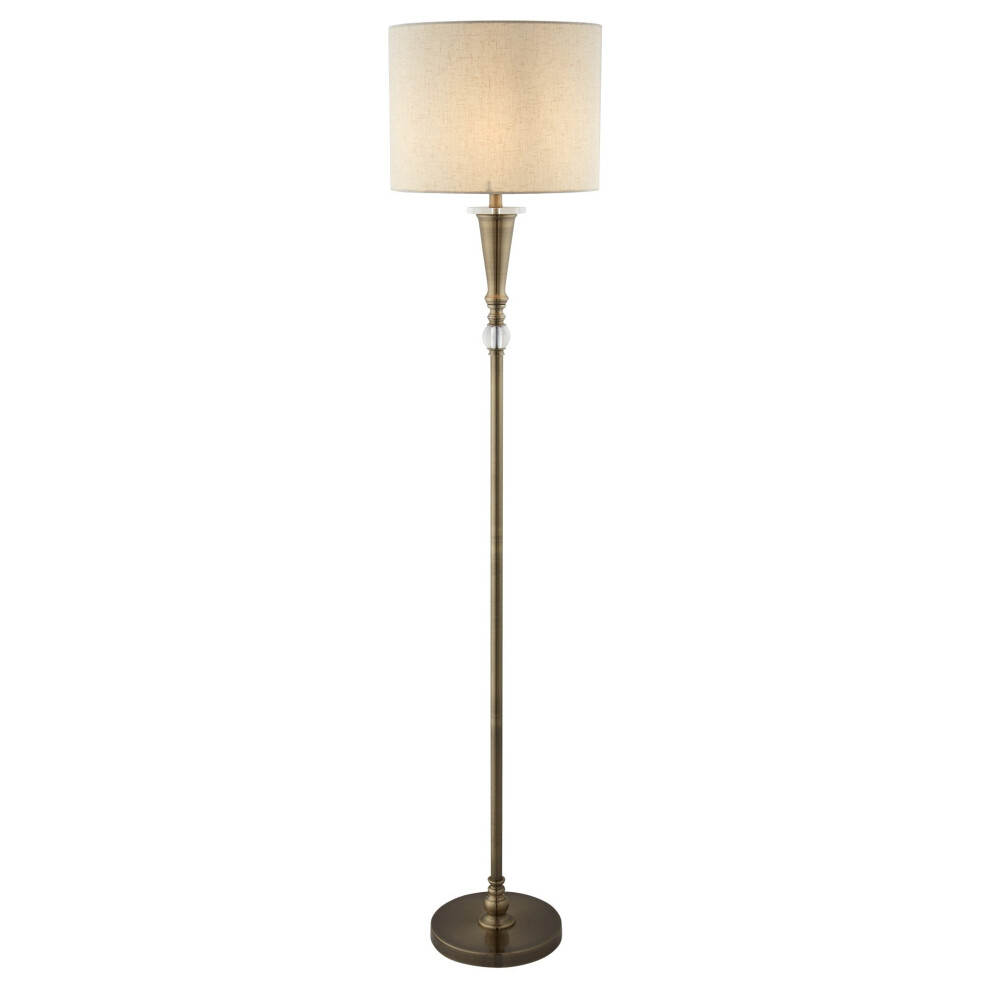 Antique Brass Floor Lamp with Linen Shade