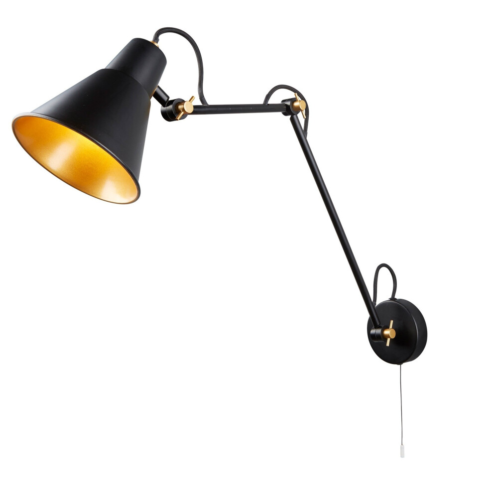 1 Light Adjustable Wall Bracket Matt Black Gold
