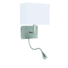 Wall Light Dual Arm Satin Silver Finished Led Flexi Arm