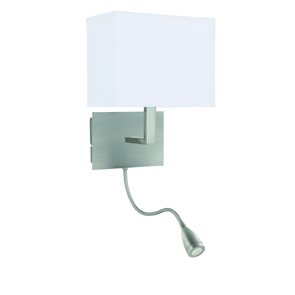 Wall Light Dual Arm Satin Silver Finished Led Flexi Arm