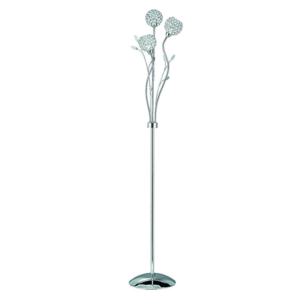 Chrome Floor Lamp With Round Glass Button Shades