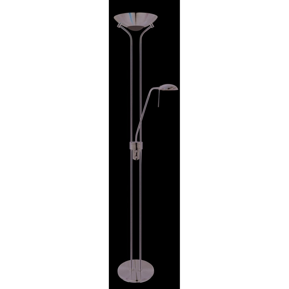 Searchlight Mother & Child - Satin Floor Lamp Double Dimmer Silver