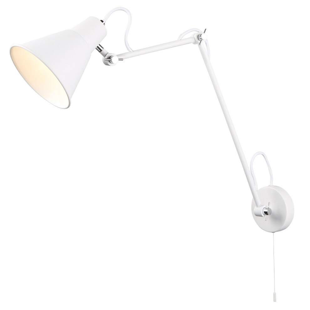 1 Light Adjustable Wall Bracket Matt White Chrome