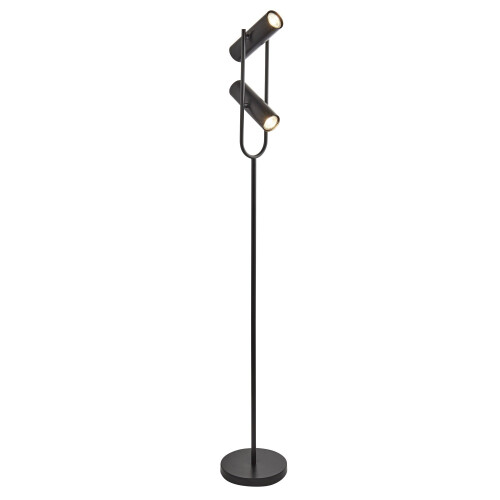Searchlight 2 Light Cylinder Shade Floor Lamp In Matt Black